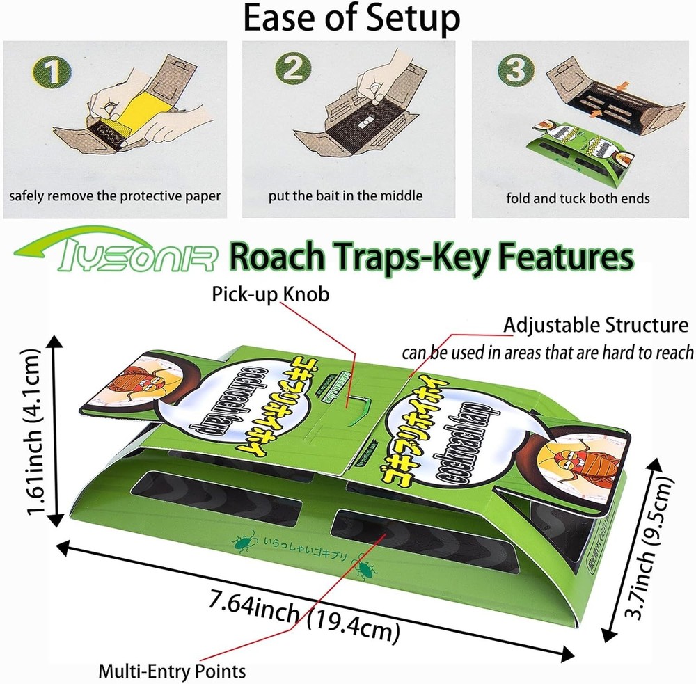 Classic Glue Cockroach Traps - 10 Pack, Safe & Highly Effective for Quick Setup