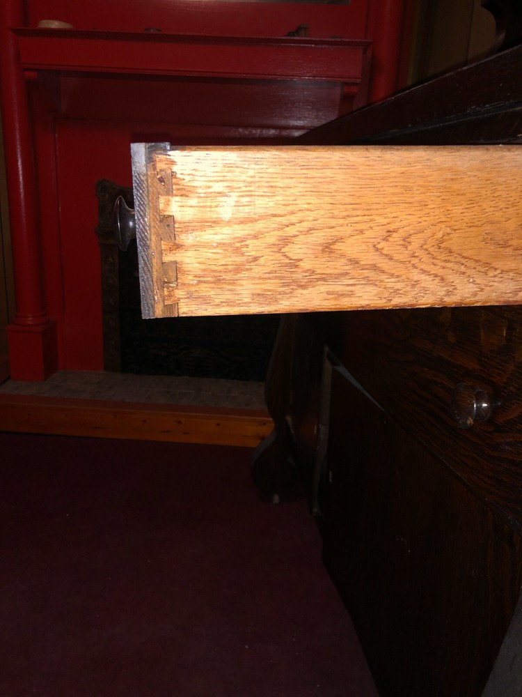Antique Vintage 1900's OAK BUFFET MIRRORED SIDEBOARD