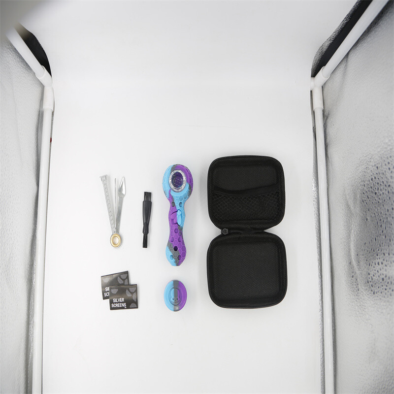 2-Pack Black/Blue Honeycomb Hookah Kits - w/ Tools & Storage Case | Silicone Set