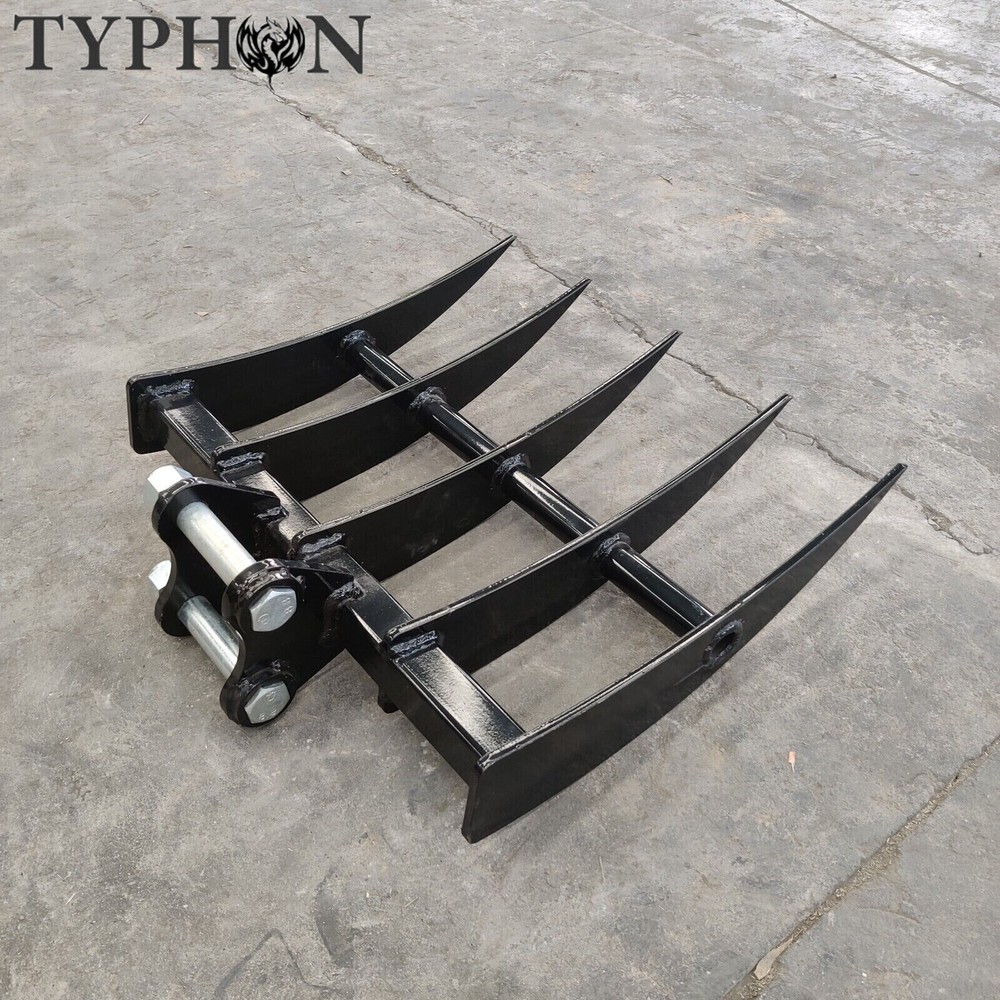 Mini Excavator Attachment TYPHON Rake for Grading, Leveling, Loosening, Removing