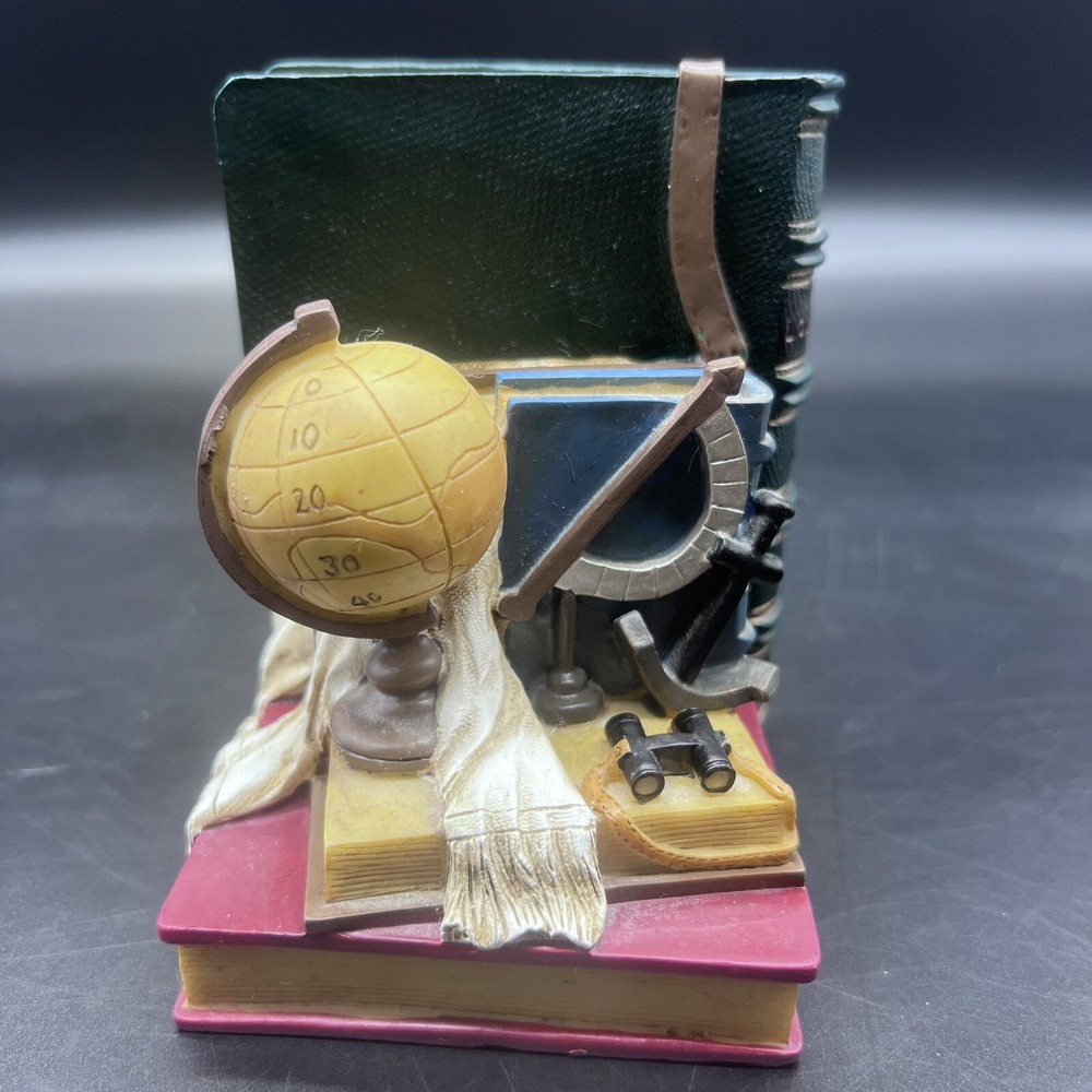 Nautical Themed Bookends With Globe, Anchor, Log Book, And Binoculars