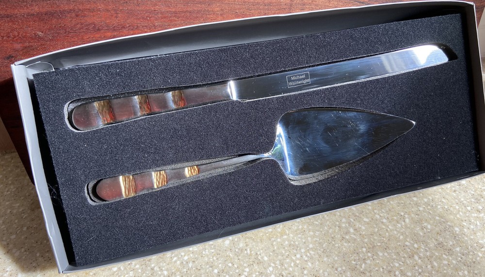 michael wainwright cake knife and server giotto gold