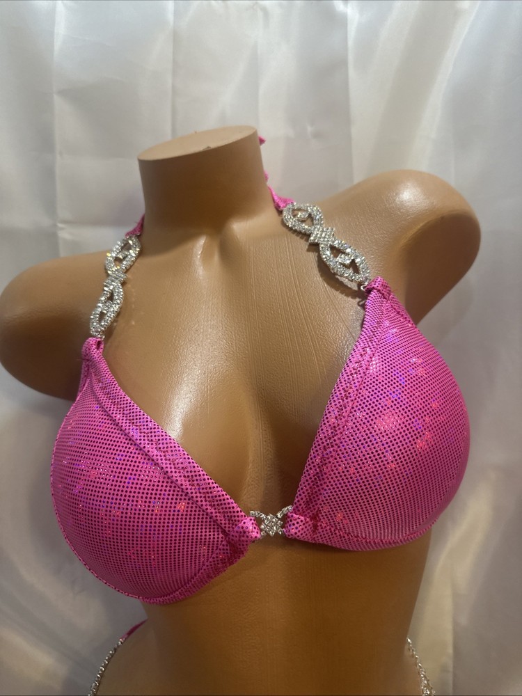 competition bikini suit Pink Hologram 34D CUP SIZE SMALL