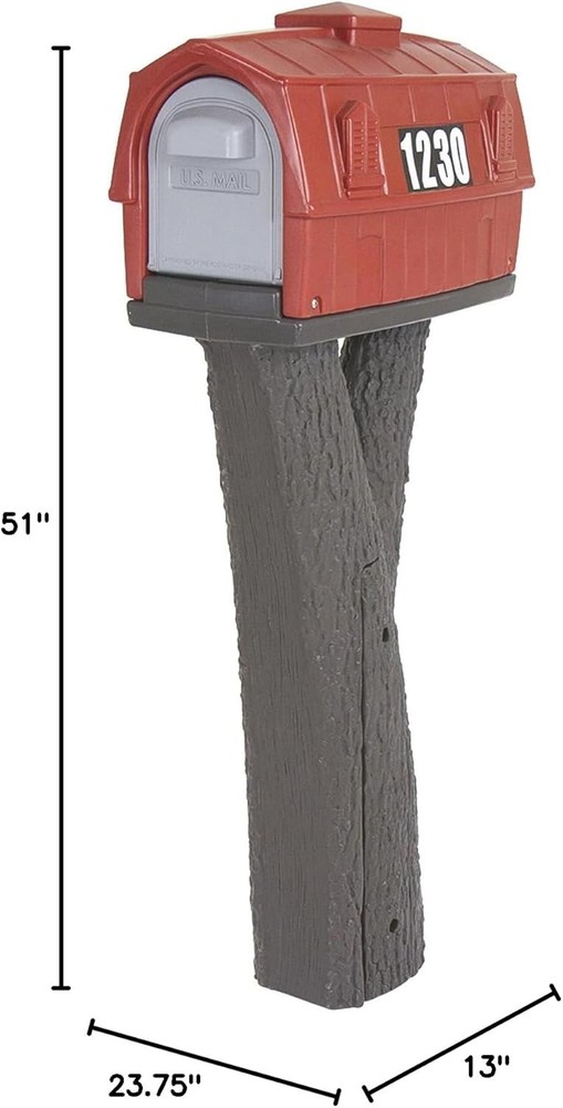 Rustic Barn Plastic Mailbox & Post Mount Combo Kit with 2 Access Doors