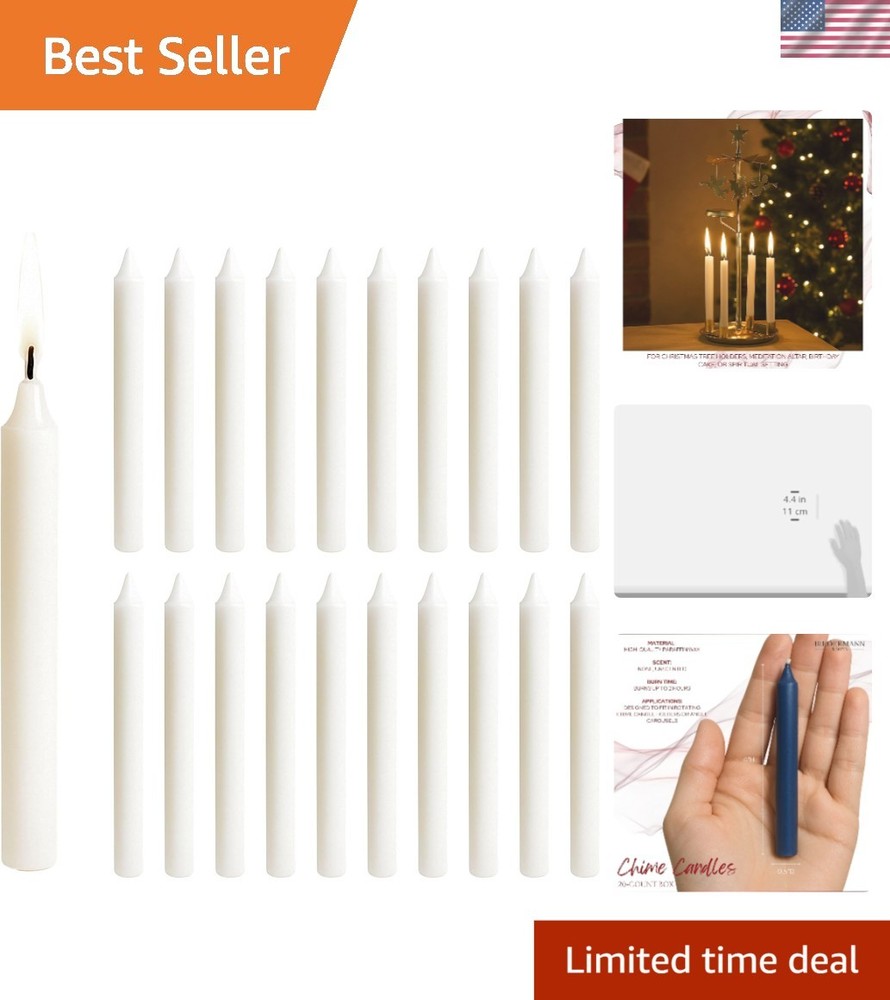 Versatile 20-Count Unscented Candles - Ideal for Chime Holders & Parties
