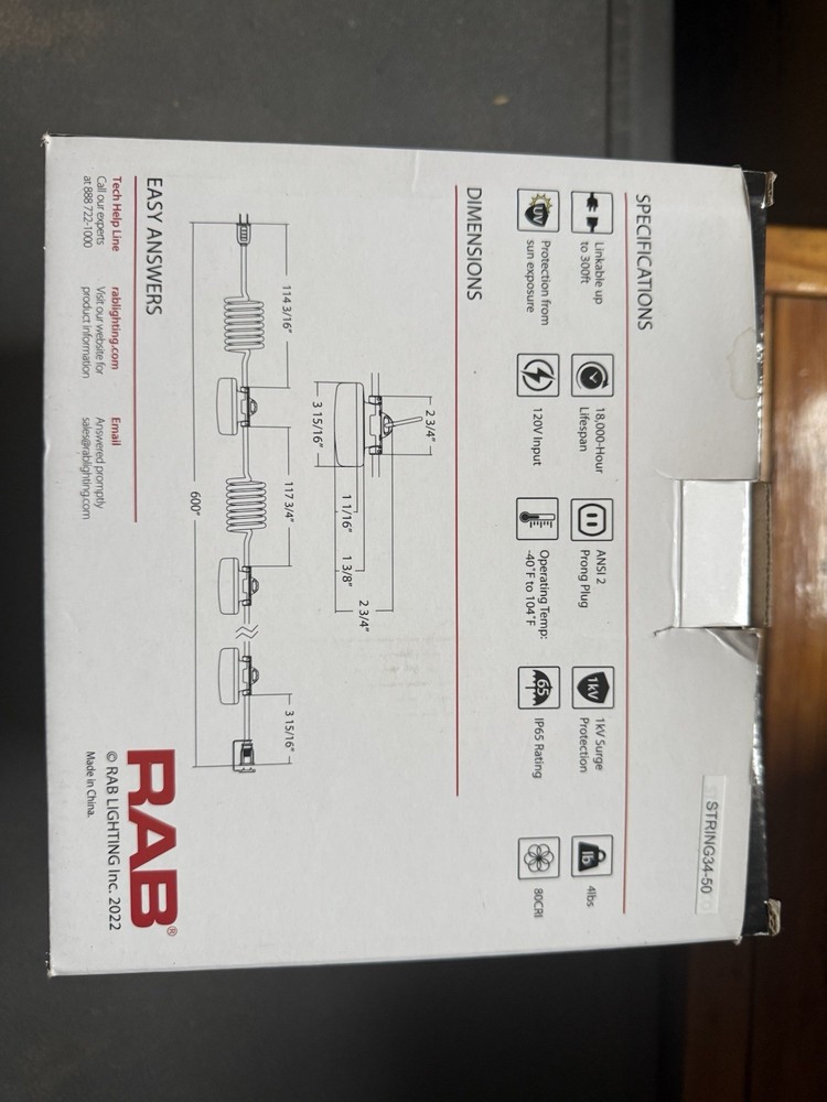 RAB Stringer led String Lights 50ft