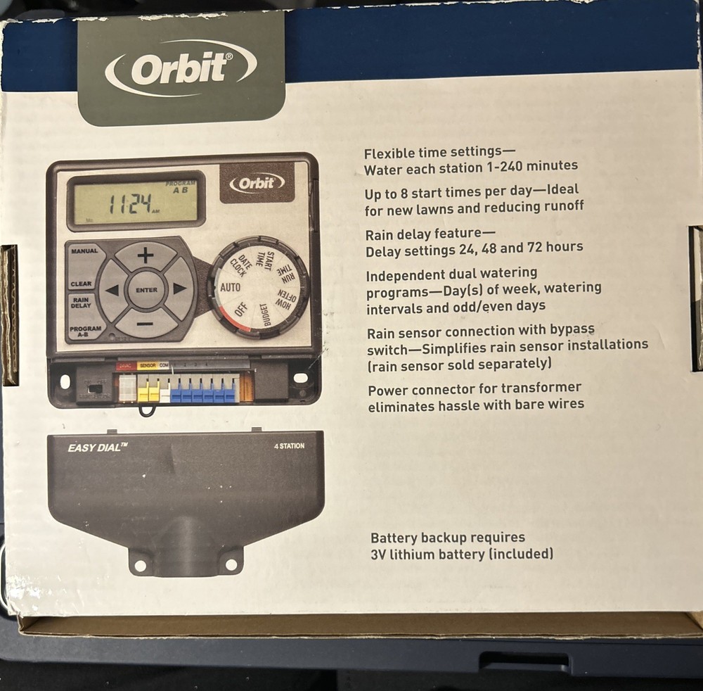 NEW ORBIT EASY DIAL 4 ZONE STATION IRRIGATION SPRINKLER CONTROLLER
