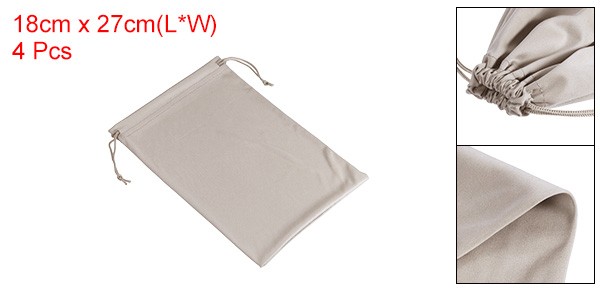 4 Pack Ski Goggle Bag Microfiber Snow Goggles Case Drawstring Pouch Light Gray