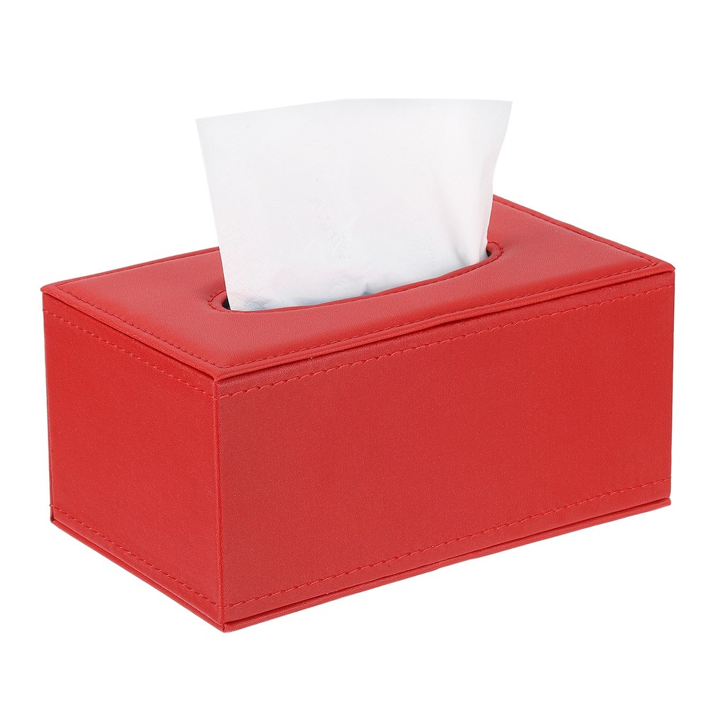 Tissue Box Cover with Magnetic Bottom (Red, 7.9"x4.7"x3.7" )