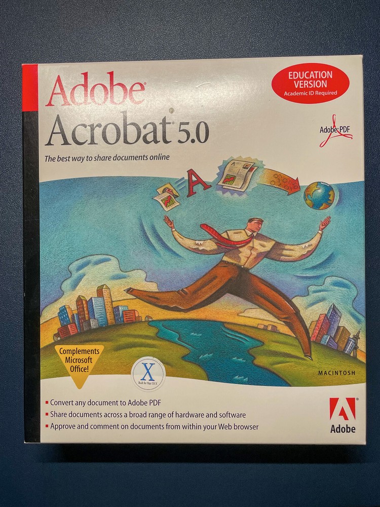 Adobe Acrobat 5.0 Education Version Apple Mac OS with Serial and Box, Complete