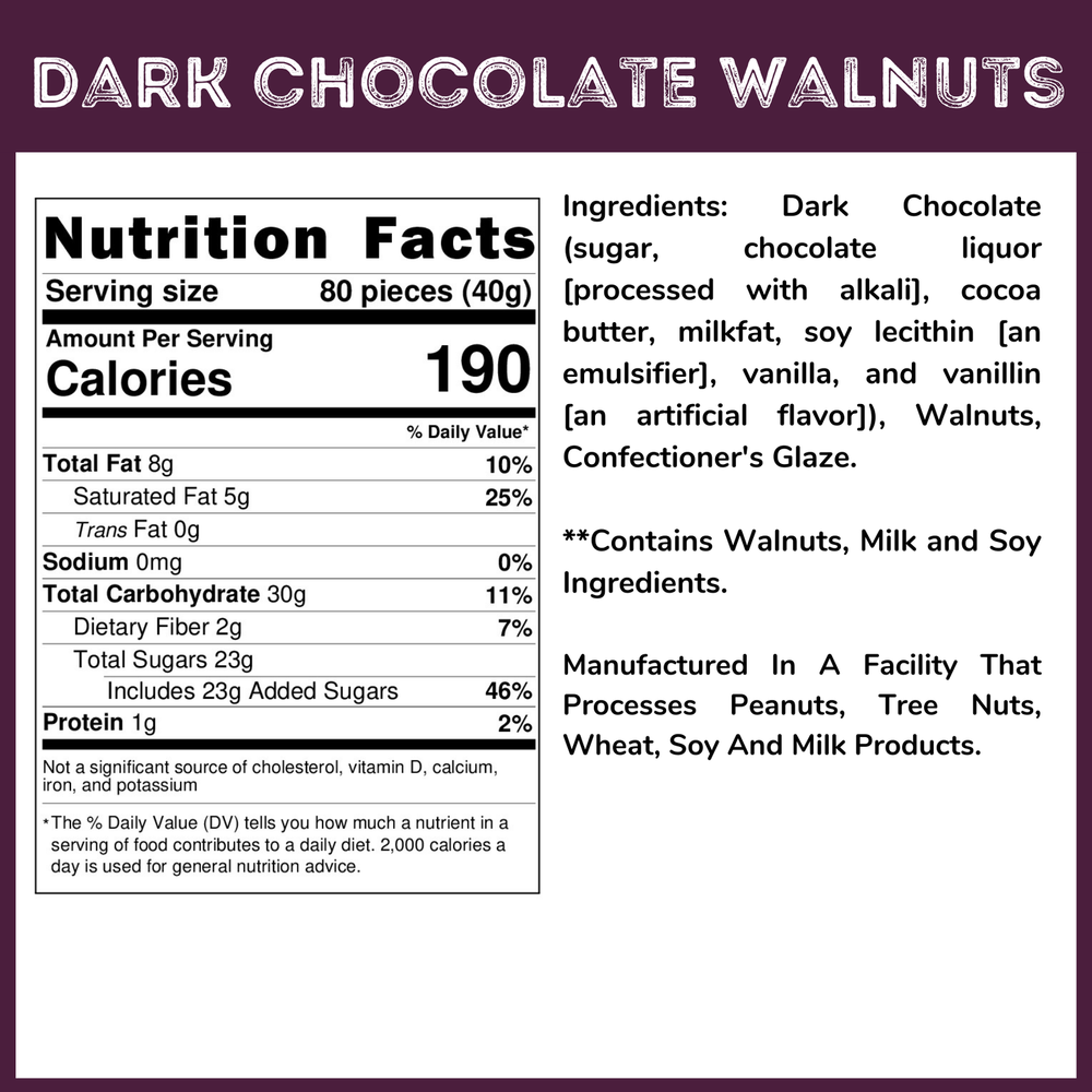 Dark Chocolate Walnuts - Free Expedited Shipping!