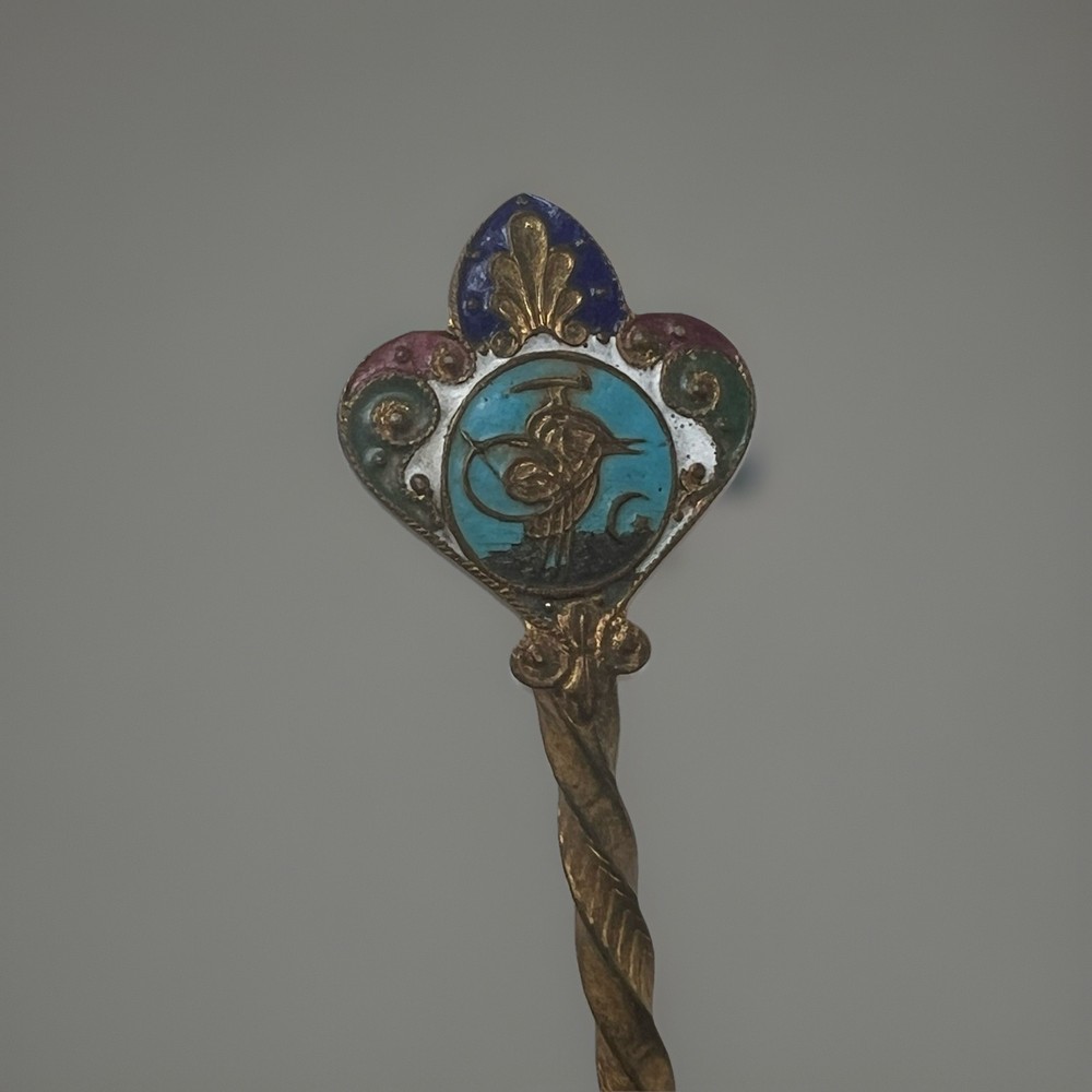 French Champleve Enameled 3 Piece Spoon Set