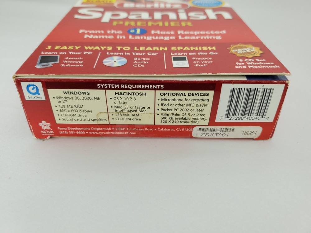 BERLITZ Spanish Premier Language Learning Software 8-Disc Set For Windows & Mac