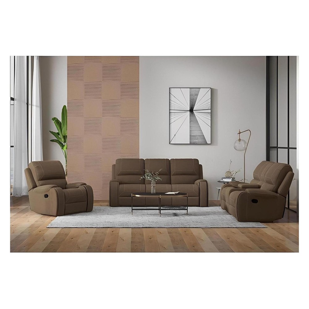 MOTION SOFA W / DROPDOWN TABLE & USB - BROWN - 2 Recliners