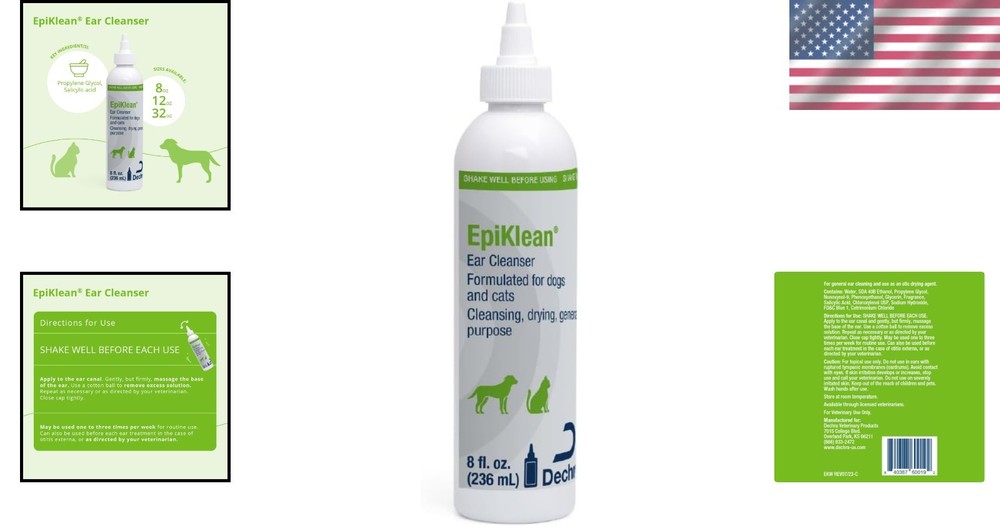 Epiklean Ear Cleaner for Dogs & Cats - Gentle Debris & Drying Solution