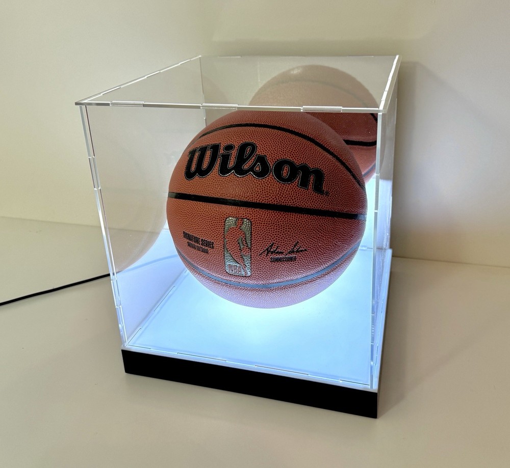 Full Size Acrylic LED Basketball Display Case with LED Base & Mirror Back
