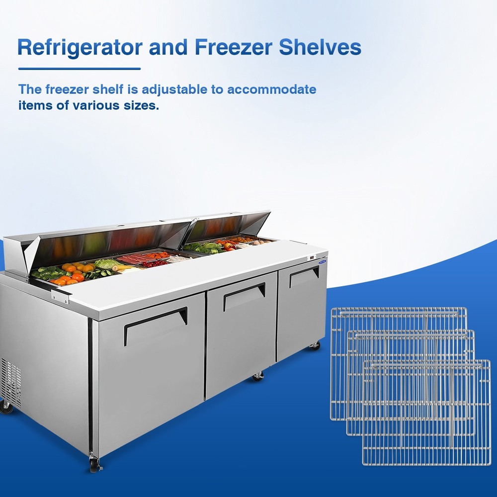 Replacement type three-piece shelf for commercial Freezer and Refrigerator