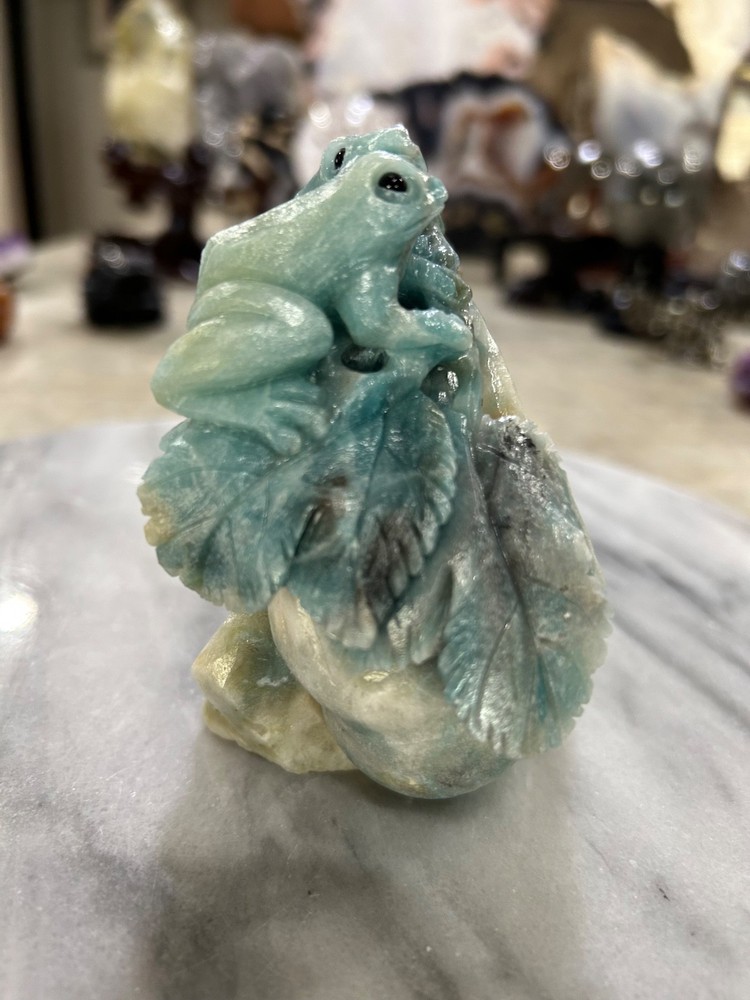 Amazonite Frogs on pumpkin carving