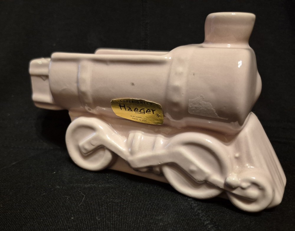 Haeger Soft Pink Ceramic Glazed Train Planter with tag