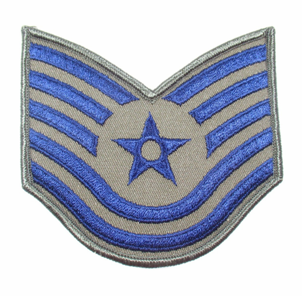 USAF Technical Sergeant Rank Patch Vintage Subdued Embroidered Sew On