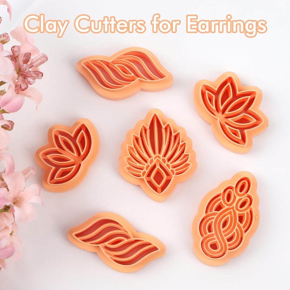 Puocaon Boho Polymer Clay Cutters - 6 Pcs Knot Macrame Design white