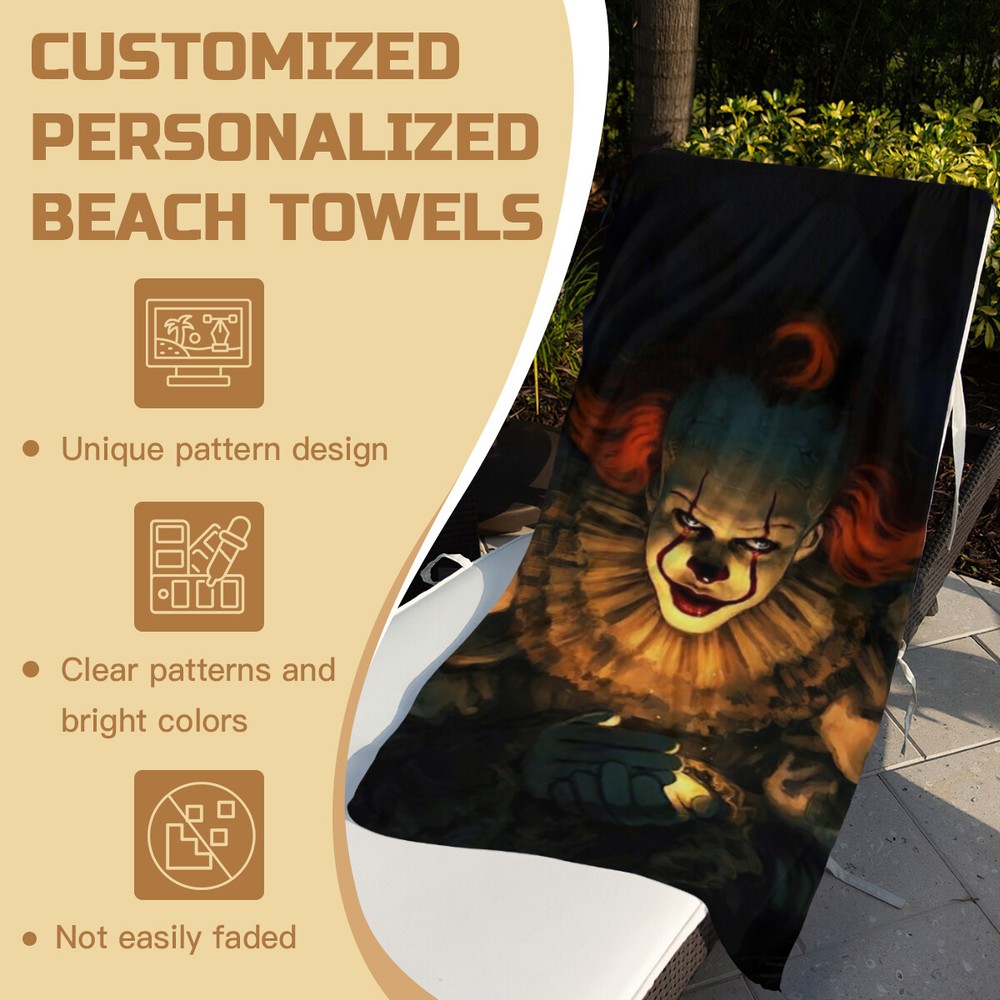 Pennywise Beach Towel Quick Drying Microfiber 30"x60" Birthday Gift