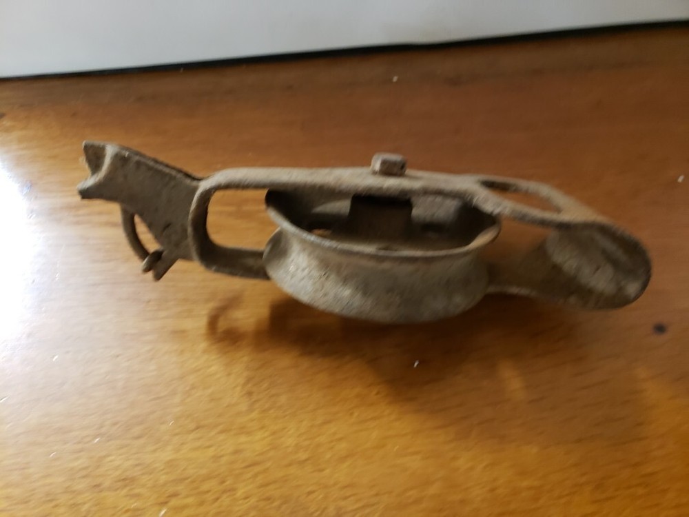 Antique Cast Iron Barn Pulley- Broken on One End
