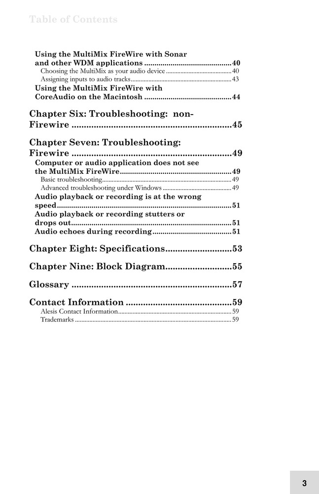 Alesis MultiMix 8 — Reference Manual User Guide — 60 Pages — USA Made