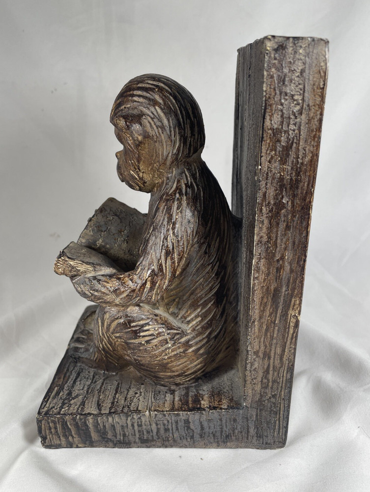Bookend Monkey Reading A Book Resin