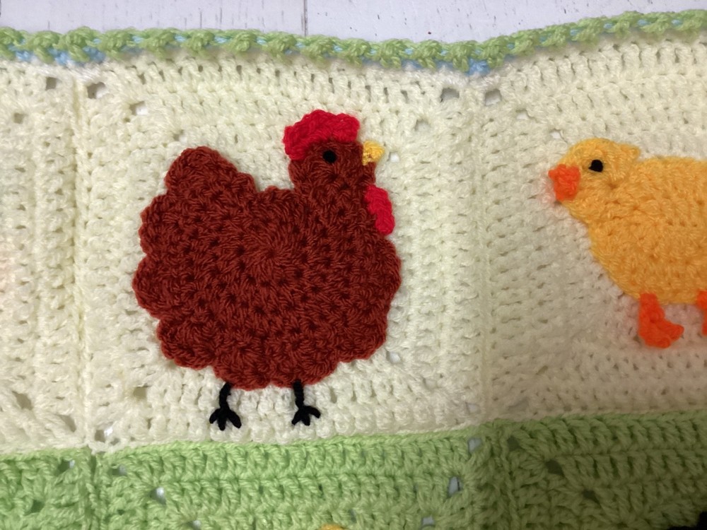 One Handmade Crochet SPRING/EASTER themed blanket 65cmx52cm