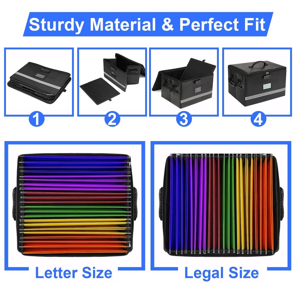 File Organizer, Fireproof File Box with Lids, Important Document Organizer Bo...