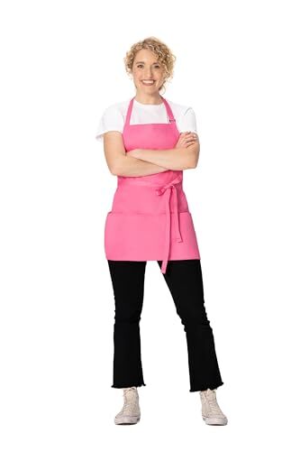 Unisex Three Pocket Apron One Size Hot Pink
