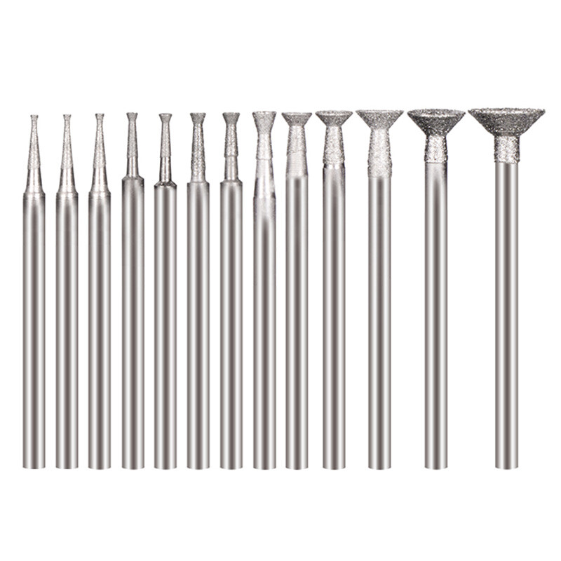 0.5-16mm Concave Head Diamond Burr Grinding Bits Bead Shaping Rotary Tools