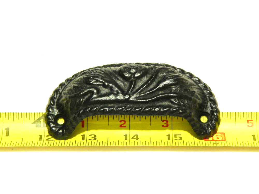 Victorian Drawer Pulls Black Cast Iron 3" Center Mounting