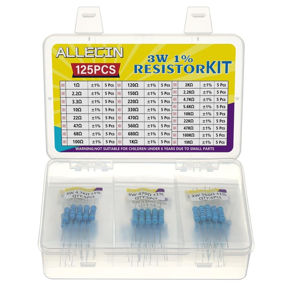 Resistor Assortment Kit 25 Values 3W 1% Tolerance High Voltage Electronics