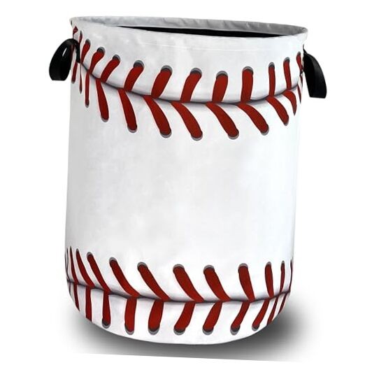 Baseball Texture Laundry Basket Foldable Funny Funny Baseball Texture Print