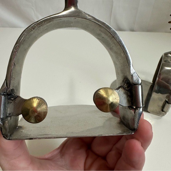 Source Unknown Silver and Gold Handmade Vintage Spur Bookends
