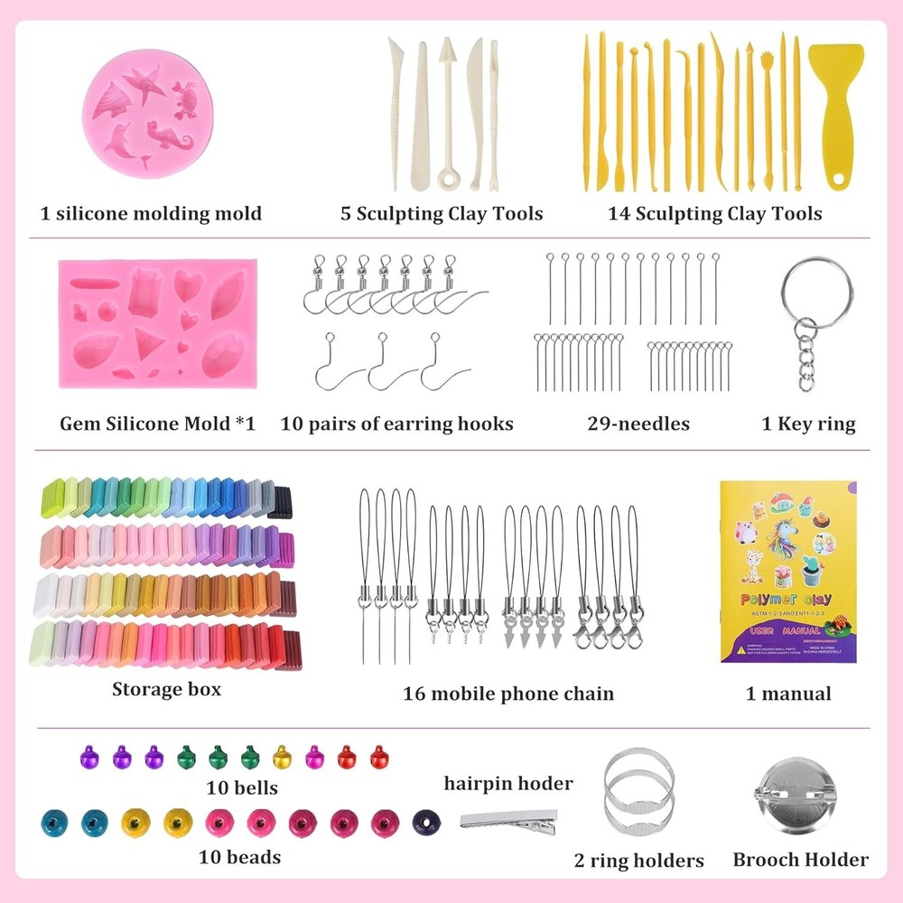 DIY Polymer Clay Kits with 82 Accessories