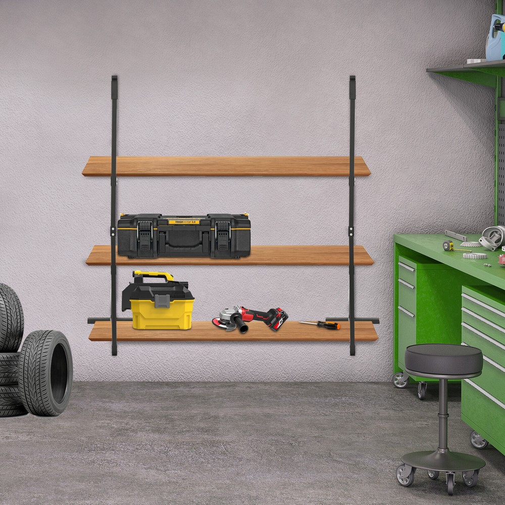 2 Pack Container Shelving Bracket Set, 3-Tier Cargo Storage Shelf Brackets