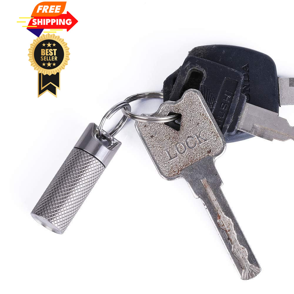 Opret Titanium Pill Container with Keychain & Necklace, Mini, Silver