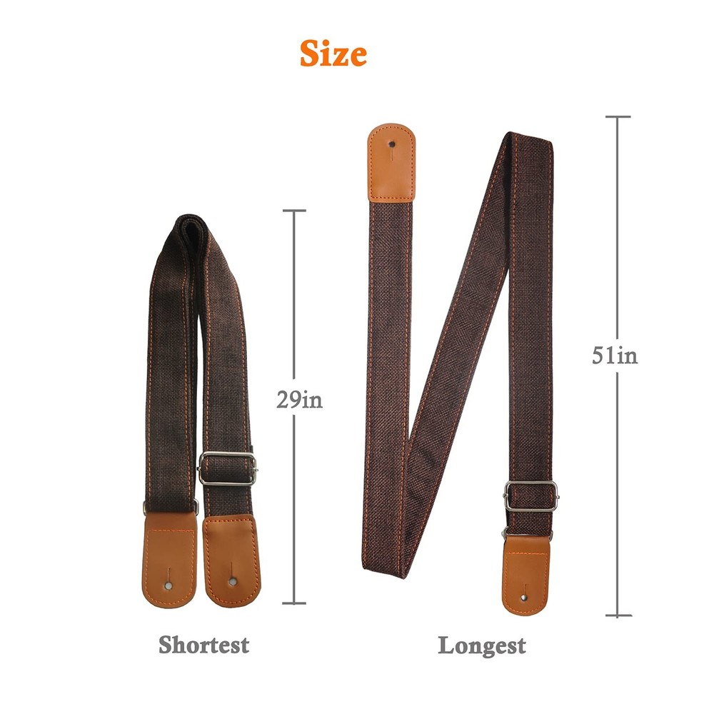 Farcaya Ukulele Strap Cotton Linen Adjustable Uke Shoulder Medium, Coffee