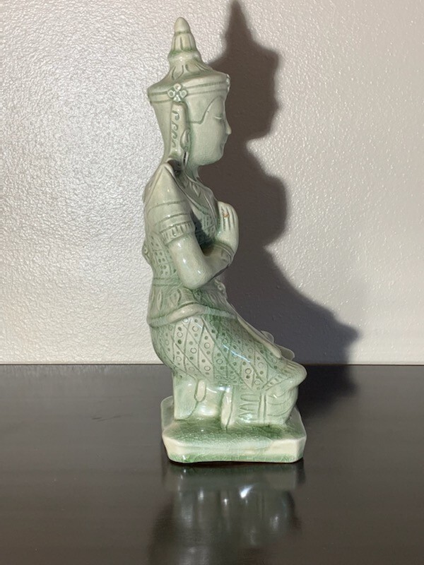 Ceramic Thai Celadon Buddha Incense Holder 14"