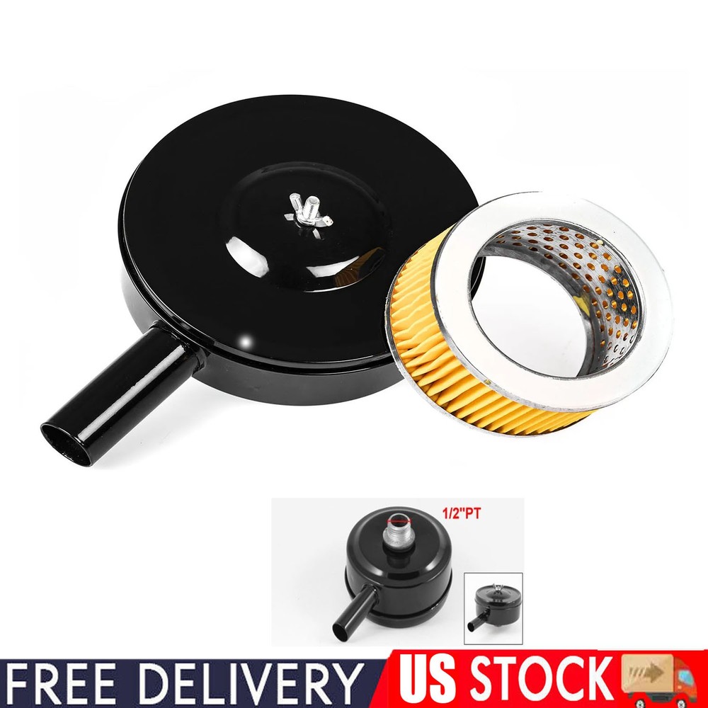 1/2" NPT Air Compressor Intake Filter Silencer Metal Housing and Element