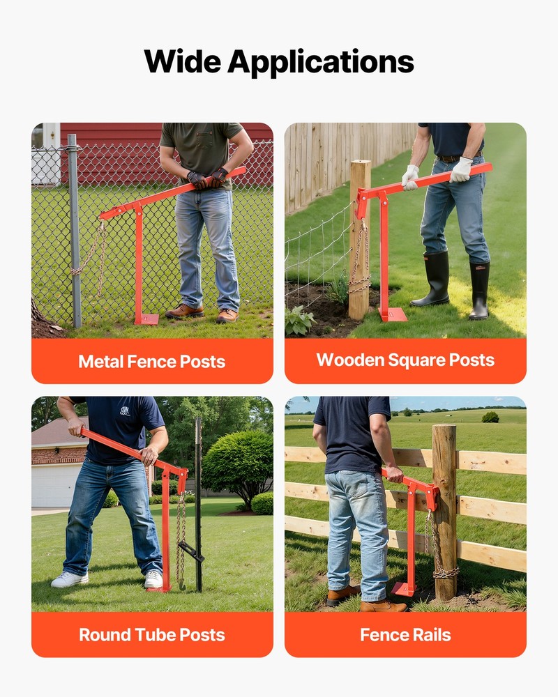 VEVOR 36" T Post Fence Remover Post Puller with 47" Lifting Chain & Puller Plate