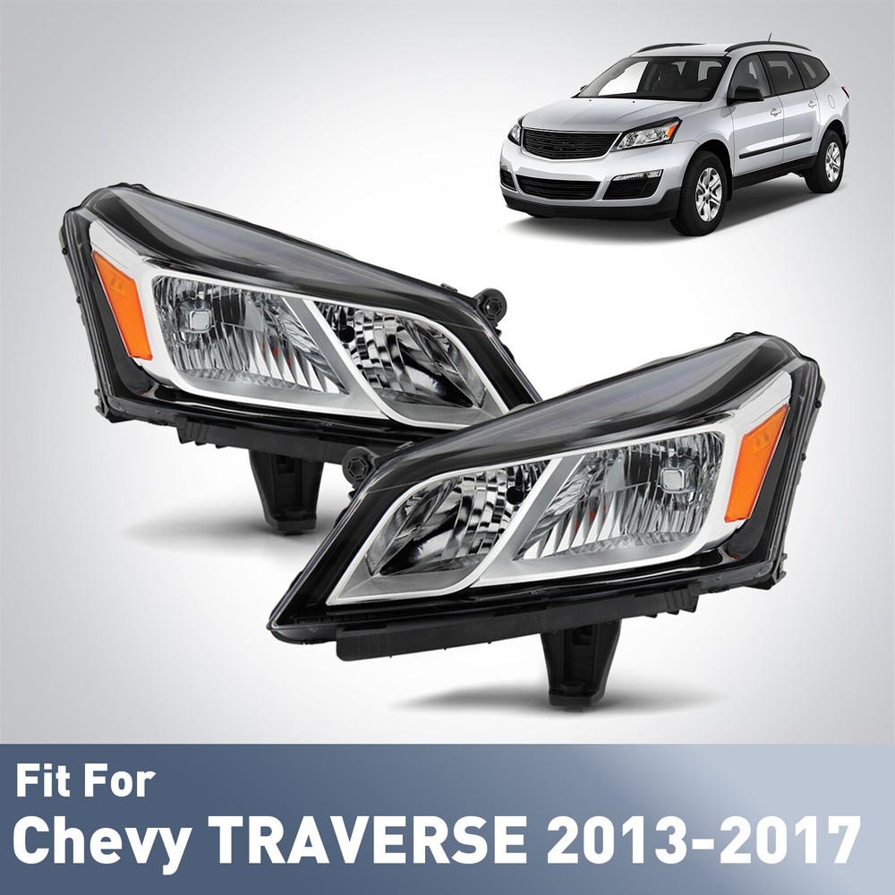 For 2013-2017 Chevy Traverse Halogen Type Headlights W/Bulb Pair Left+Right