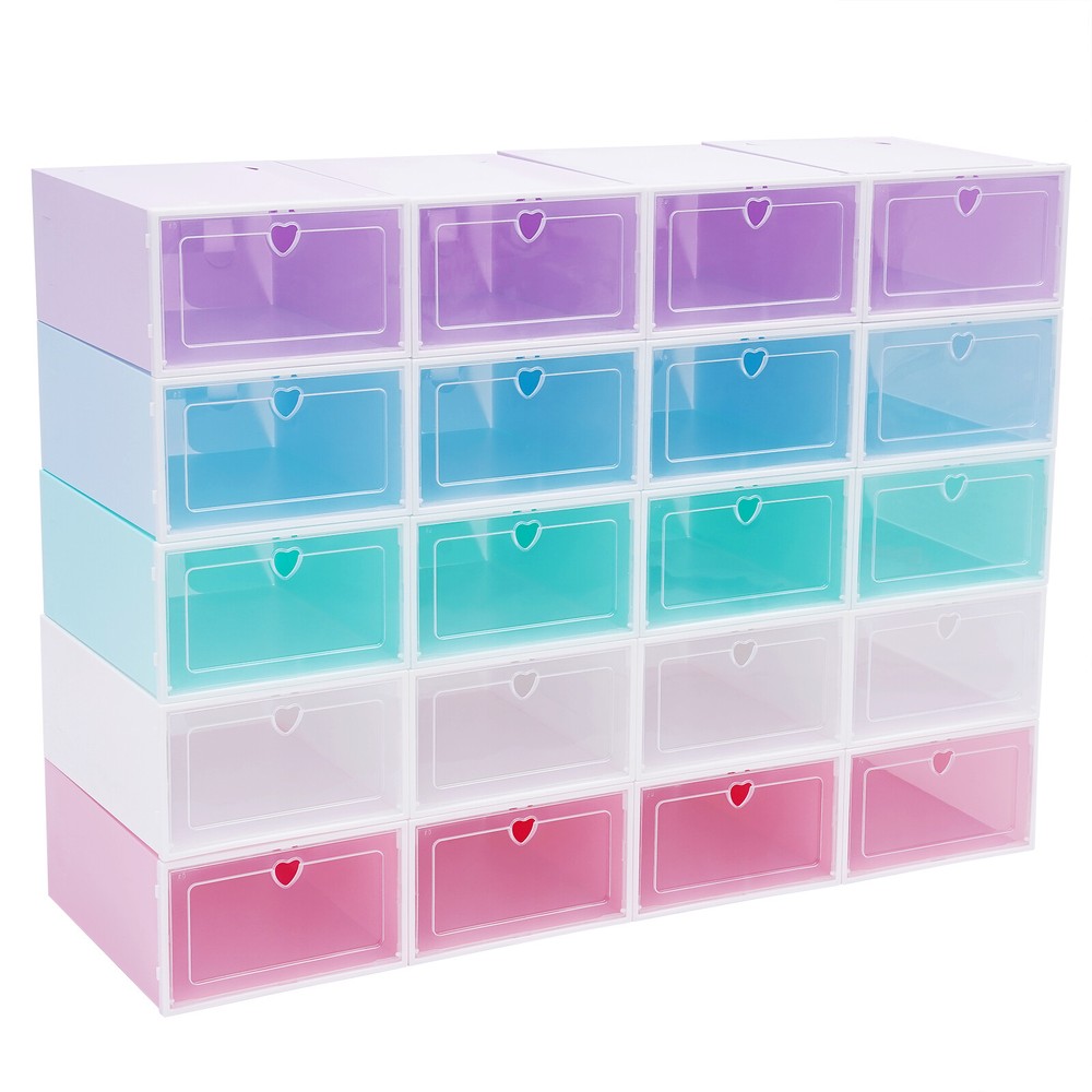 20 PCS Stackable Shoe Boxes, 33*23*14cm Shoe Storage Case, Shoe Organizer Boxes