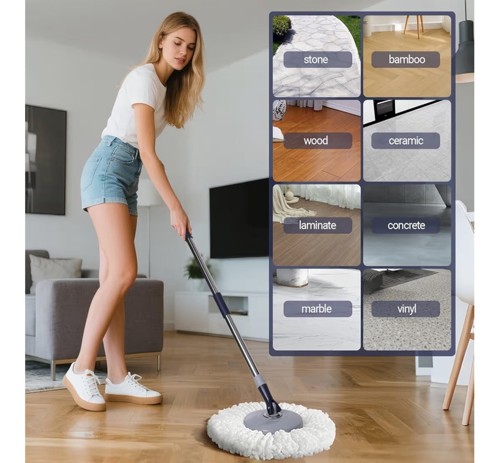 Spin Mop 5-PACK Replacement Head Gray Color EasyWring Microfiber Spin Mop