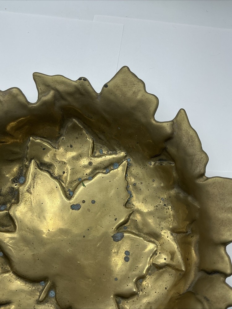 Italian Solid Brass Maple Leaf Decorative Bowl MCM , Academia, Fall, Cottage