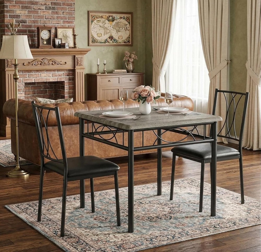 Small Rectangle Dining Table Set 4 Kitchen Table W/ 4 Upholstered Chairs