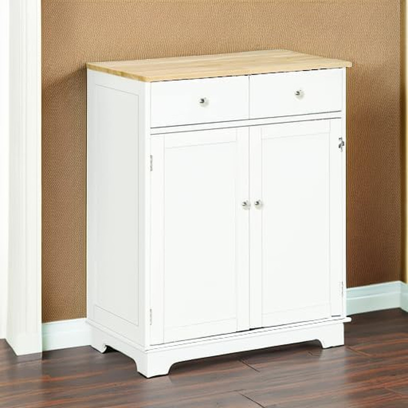 Sideboard Buffet Cabinet with Solid Wood Countertop, Modern Kitchen Storage Cabi